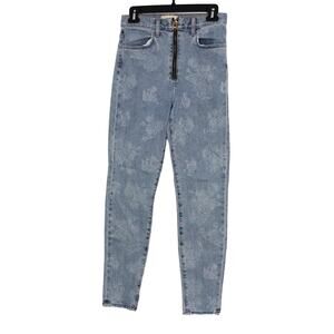 Baldwin Women's Harley Rose Floral High Rise Skinny Jean Size 26 Zip Up